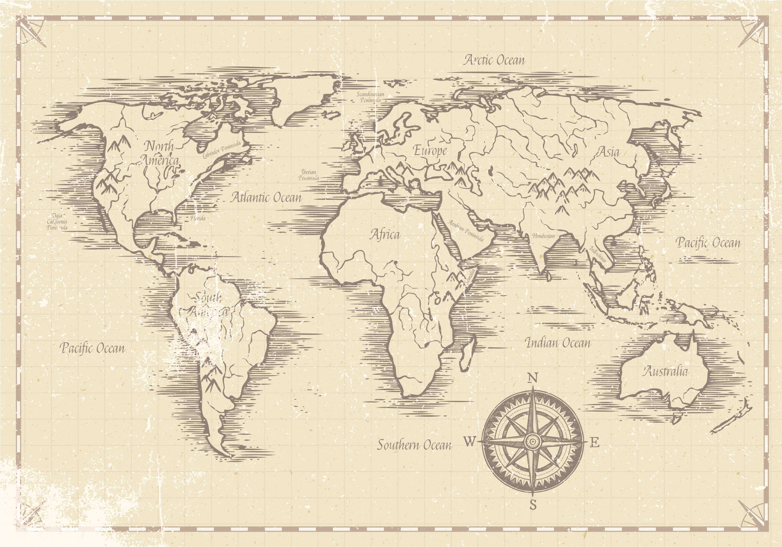 Tapis vinyle carte du monde vintage - TenStickers