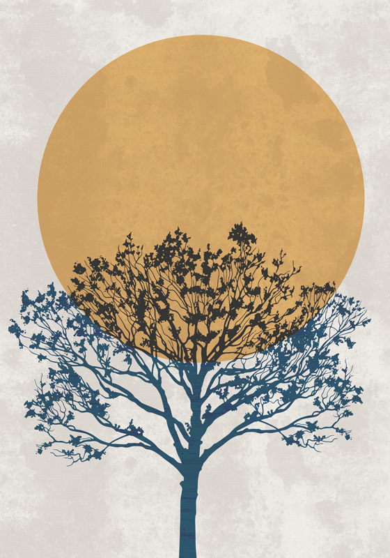 Tapis vinyle plantes arbre au lever du soleil - TenStickers