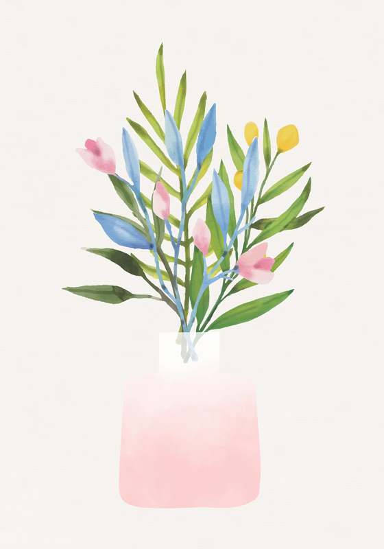 Tapis vinyle plantes fleurs en pot - TenStickers