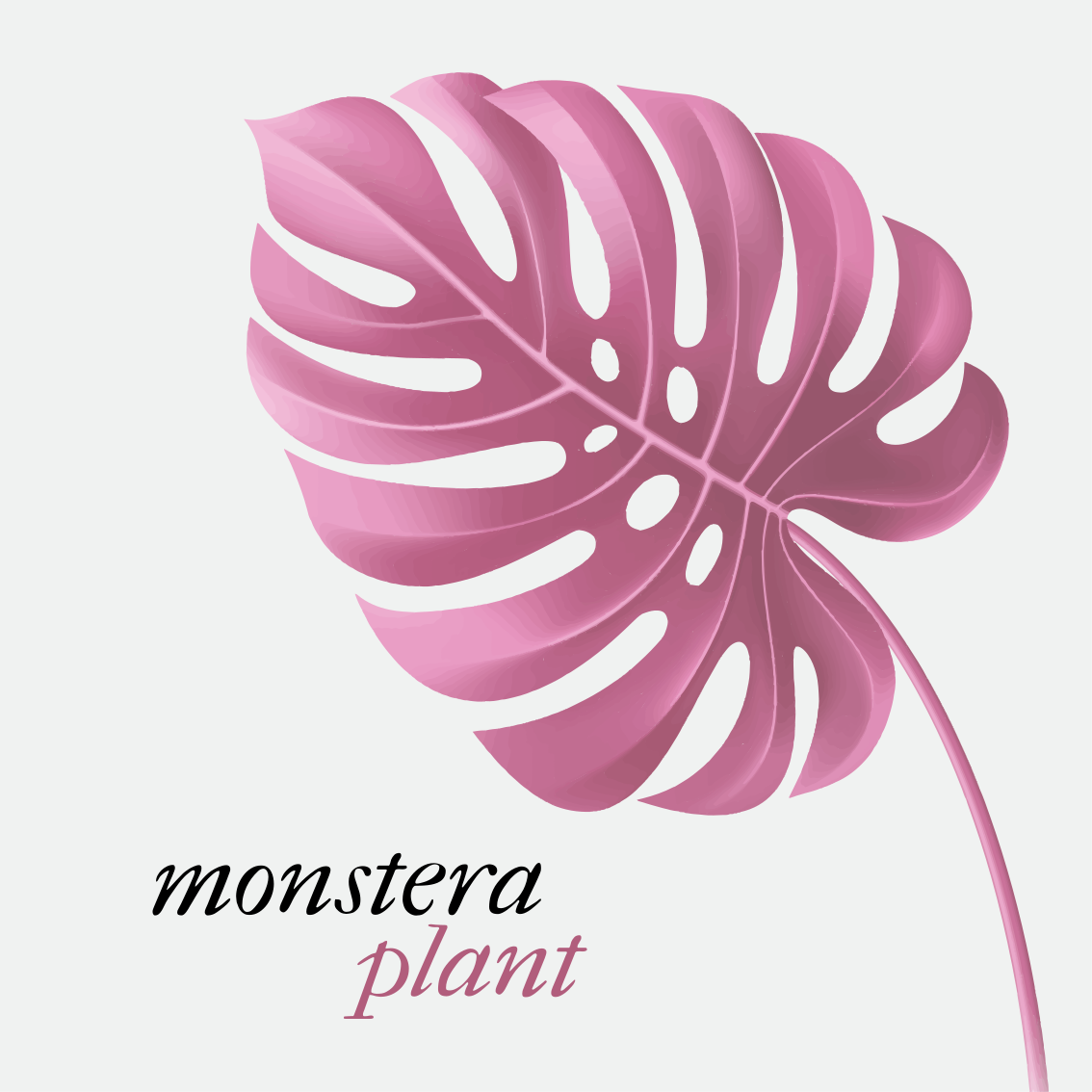 Tapis vinyle citation style monstera minimaliste rose - TenStickers