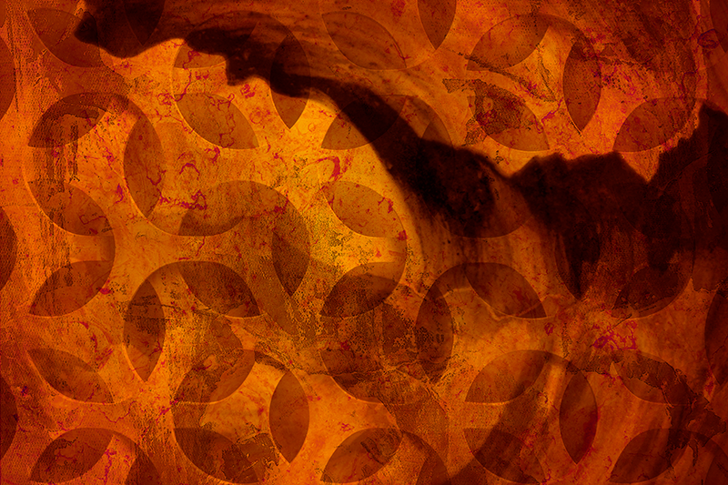 Tapis vinyle géométrique abstrait orange - TenStickers