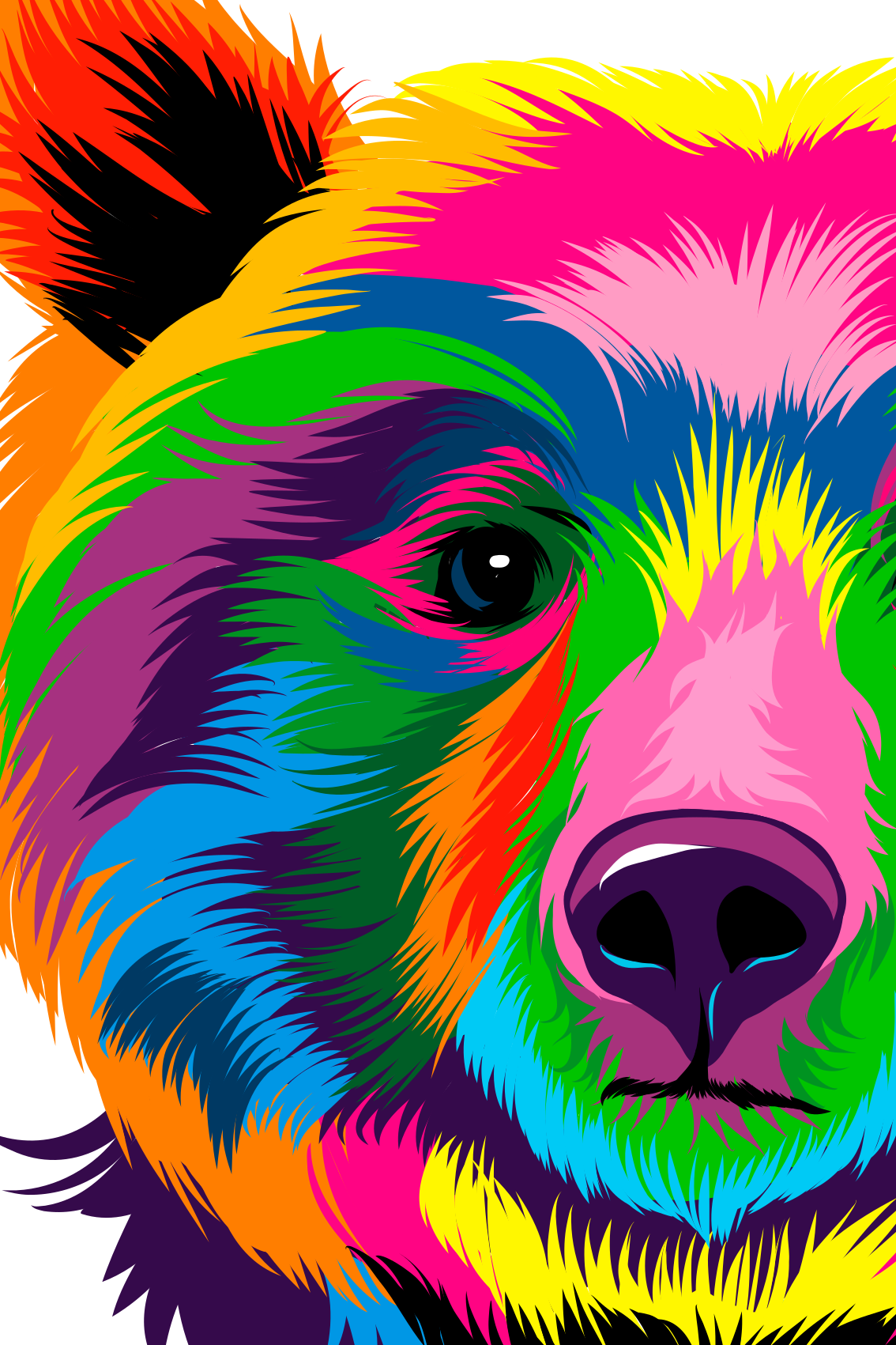 Tapis vinyle géométrique ours coloré - TenStickers