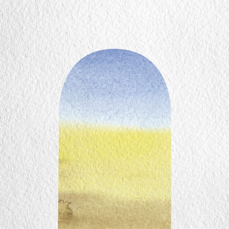 Tapis vinyle géométrique arc en aquarelle - TenStickers