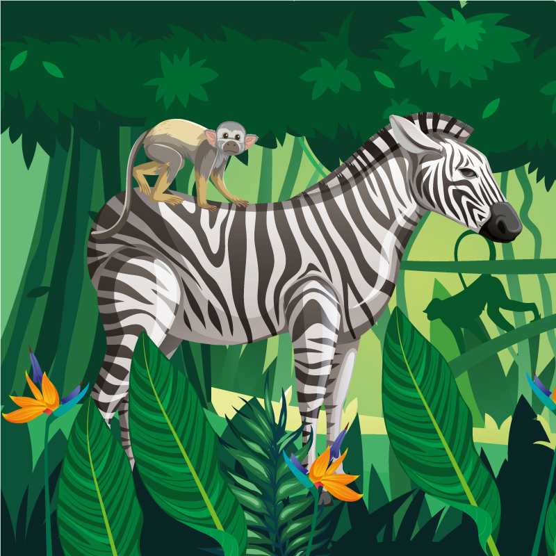 Tapis vinyle pour enfants giraffe zèbre et singe 4 - TenStickers