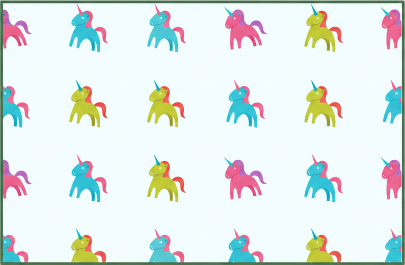Tapis vinyle pour enfants licornes colorées fond bleu clair - TenStickers