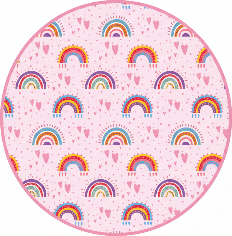 Tapis vinyle pour enfants pois roses et arcs-en-ciel - TenStickers