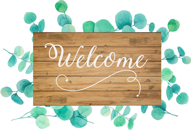 Tapis vinyle entrée bienvenue eucalyptus - TenStickers