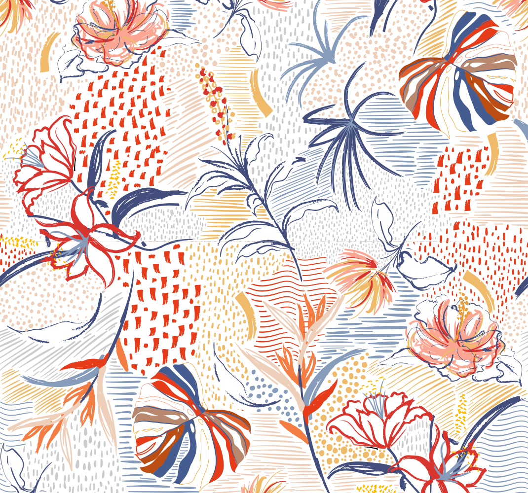 Tapis vinyle salon motif floral et ornemental - TenStickers