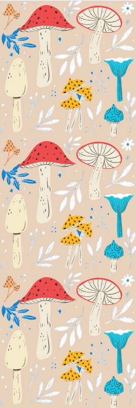 Tapis vinyle salon champignons classiques fond beige - TenStickers
