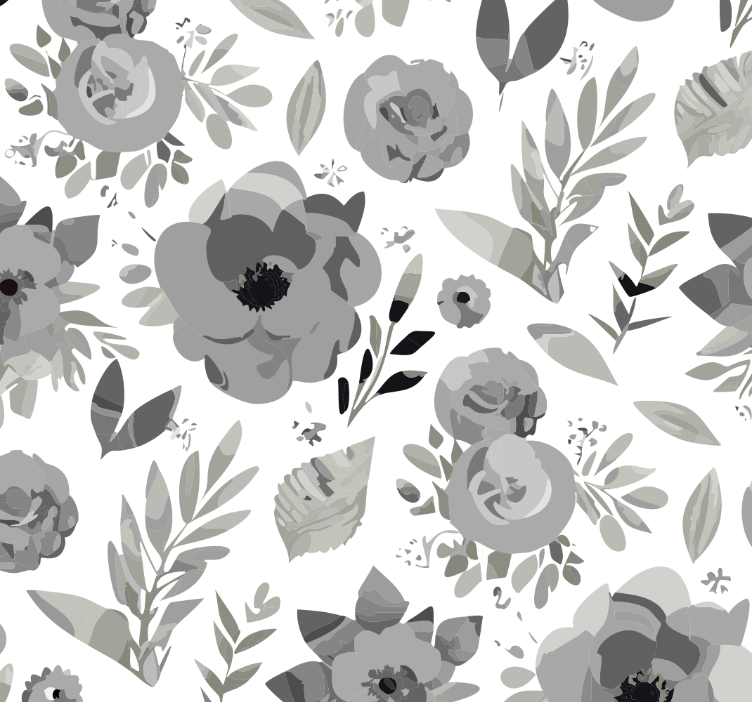 Tapis vinyle gris fleurs aquarelle - TenStickers