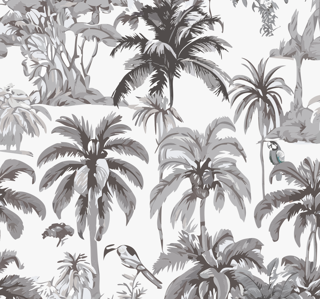Tapis vinyle gris palmiers - TenStickers