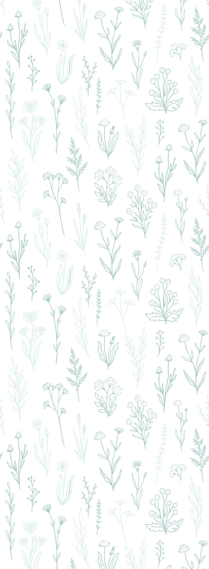 Tapis vinyle couloir fleurs sur fond blanc - TenStickers