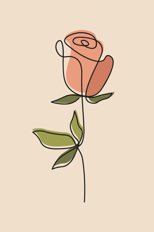 Tapis vinyle beige motif fleurs en ligne continue - TenStickers