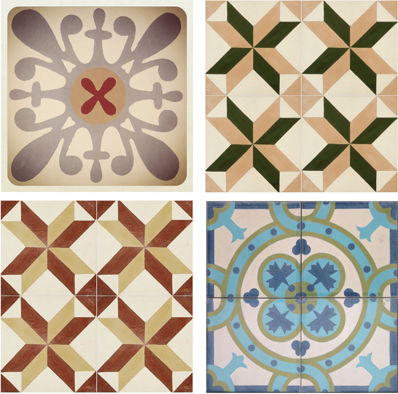 Tapis vinyle beige motif mosaïque hydraulique varié - TenStickers