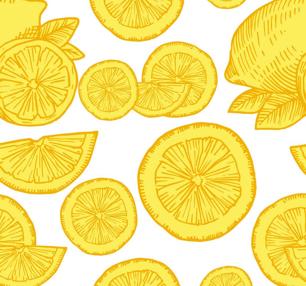 Tapis vinyle jaune croquis d'orange et de citron - TenStickers