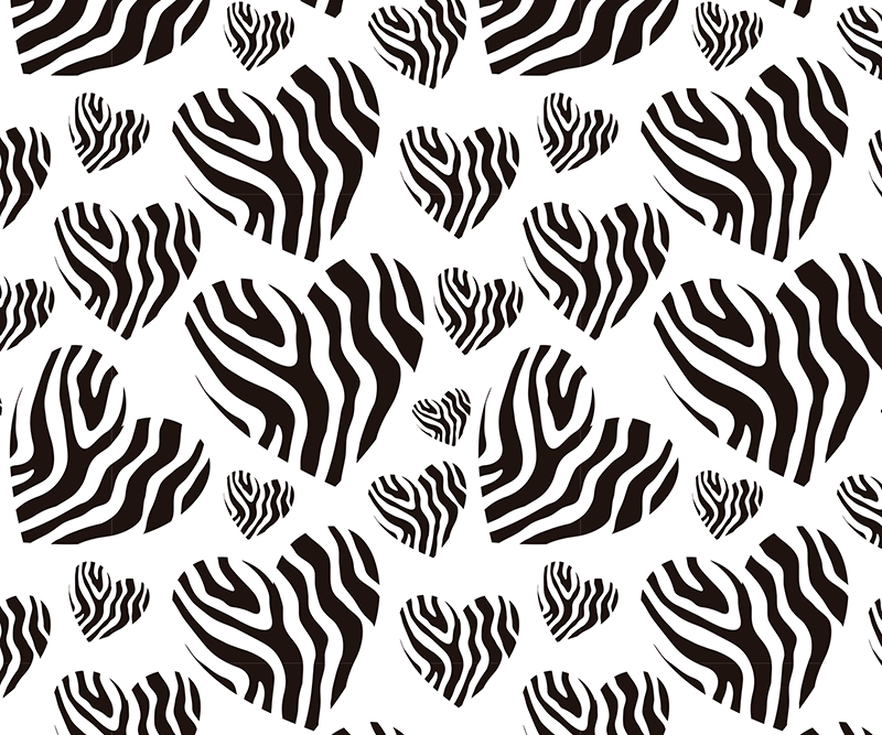 Tapis vinyle blanc motif cœur zèbre - TenStickers