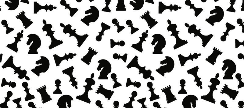 Tapis vinyle blanc avec pièces d'échecs noires - TenStickers