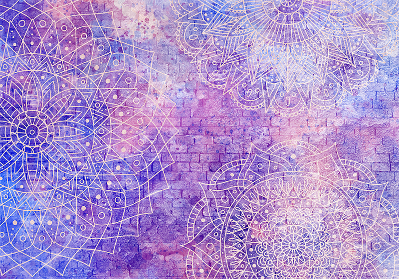 Tapis vinyle violet mur en briques avec mandala - TenStickers