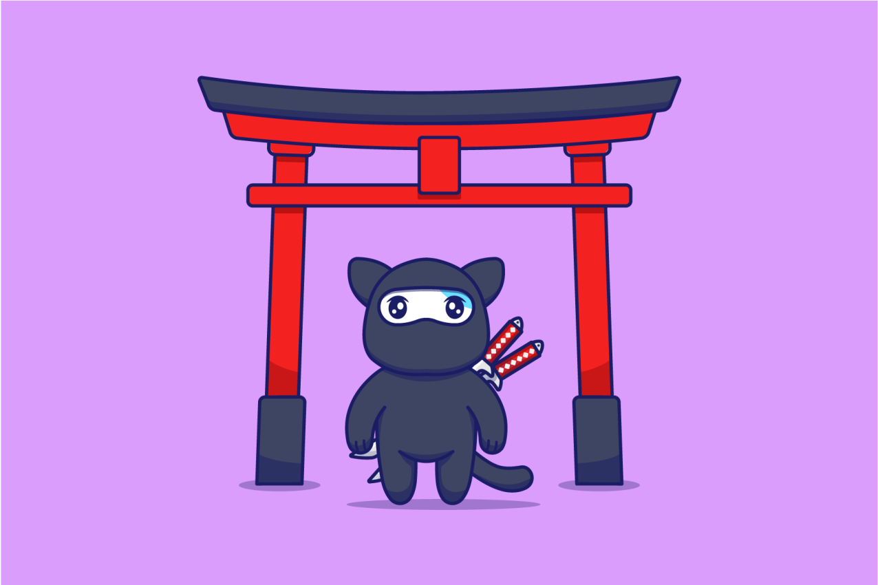 Tapis vinyle violet chat ninja - TenStickers