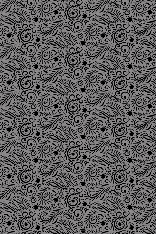 Tapis vinyle noir motifs tourbillons ornés - TenStickers