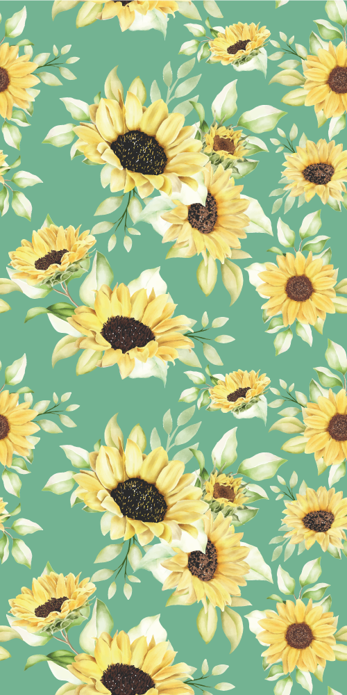 Tapis vinyle vert motif floral printanier - TenStickers