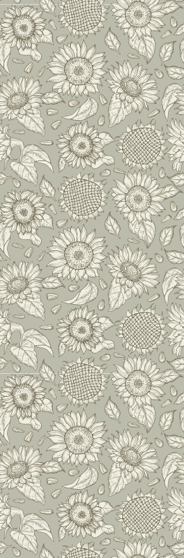 Tapis vinyle vert tournesols gris - TenStickers