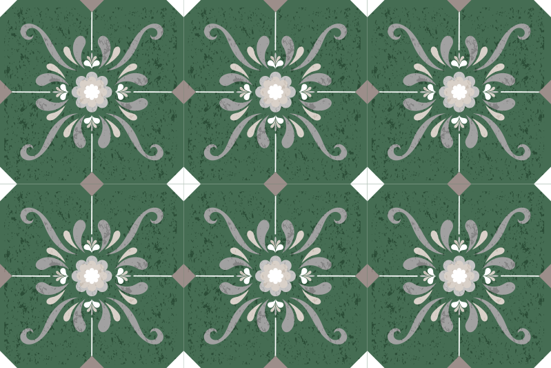 Tapis vinyle vert carreaux anciens - TenStickers