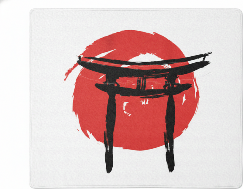 Tapis vinyle rouge porte peinte japonaise - TenStickers