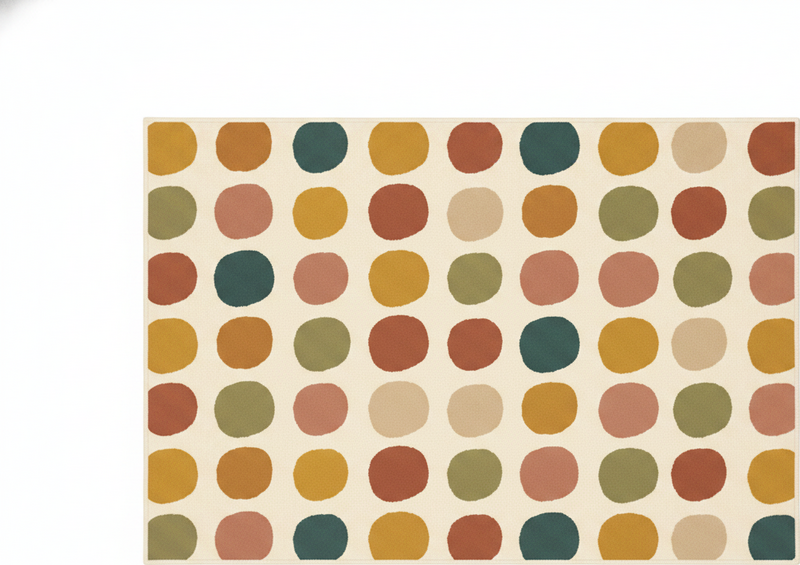 Tapis vinyle rouge motif à pois couleurs bohèmes - TenStickers