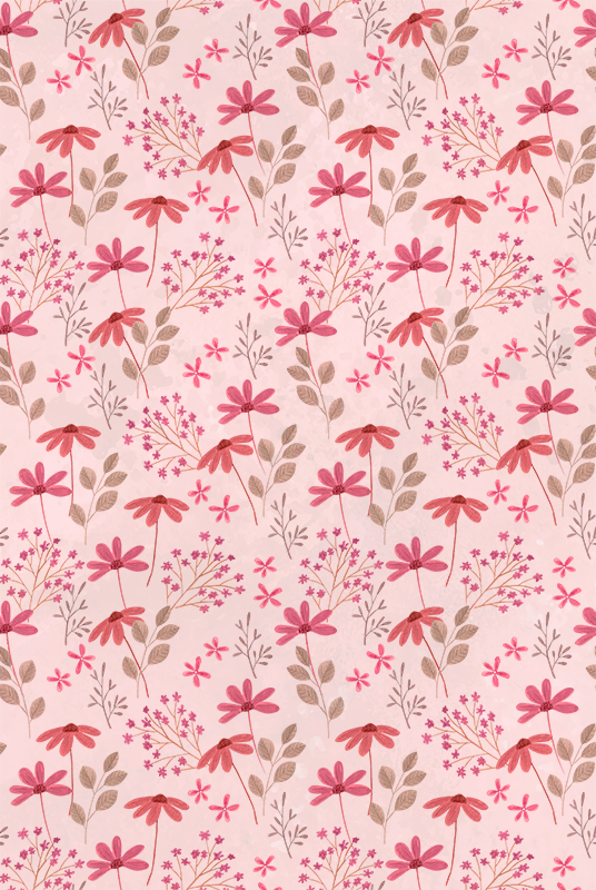 Tapis vinyle rose petites fleurs - TenStickers