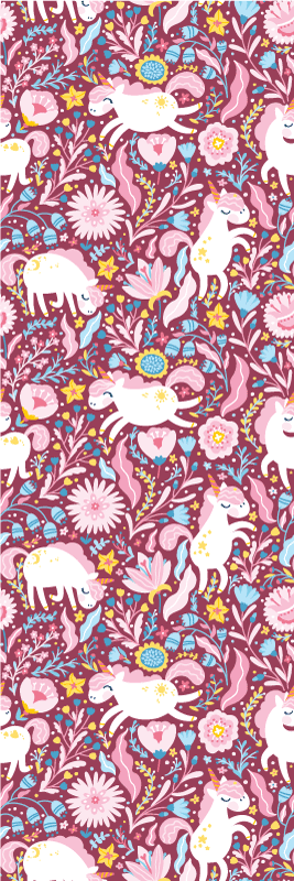 Tapis vinyle rose motif d'animaux licornes - TenStickers
