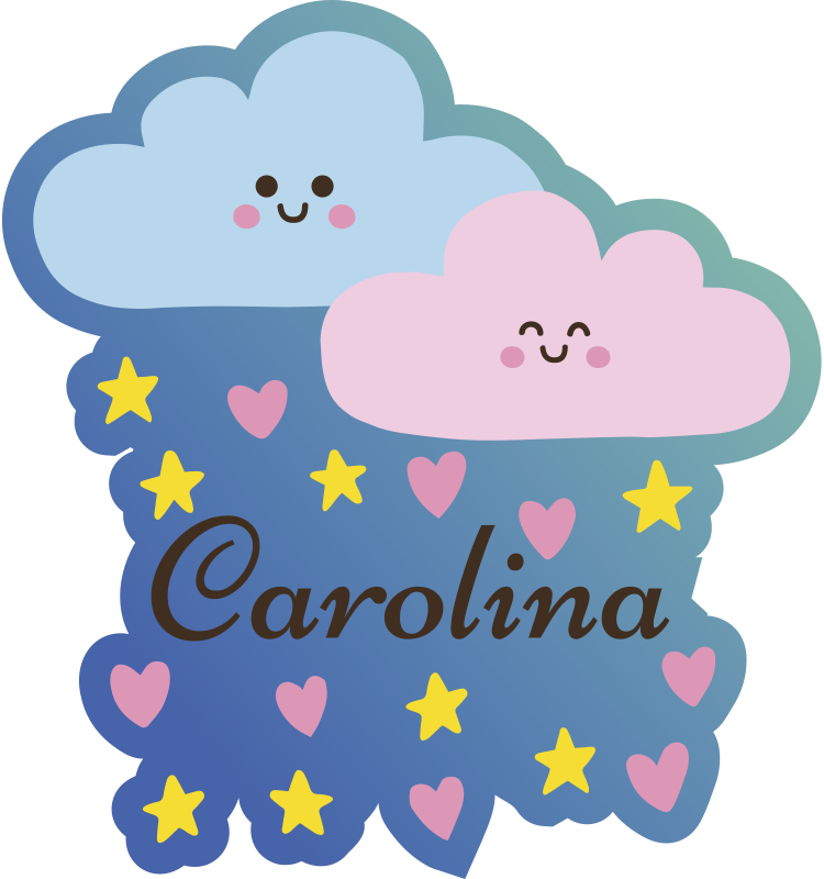 Tapis vinyle bébé nuages mignons avec nom - TenStickers