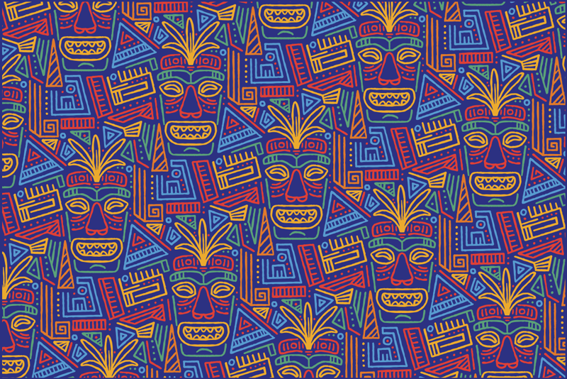 Tapis vinyle éthnique motif de mandala coloré superposé - TenStickers