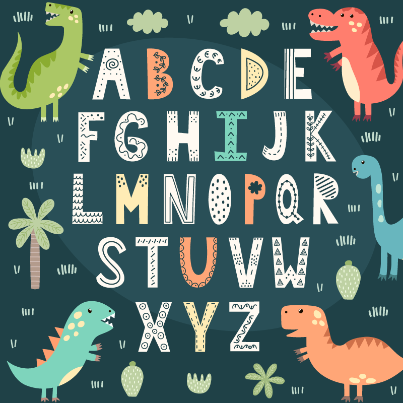 Tapis vinyle chambre alphabet Dinosaur Playroom - TenStickers