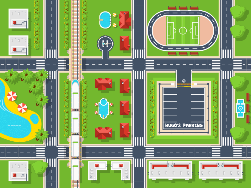 Tapis vinyle route paysage urbain ludique - TenStickers