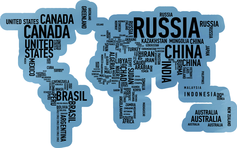 Tapis vinyle carte du monde contour géographique - TenStickers