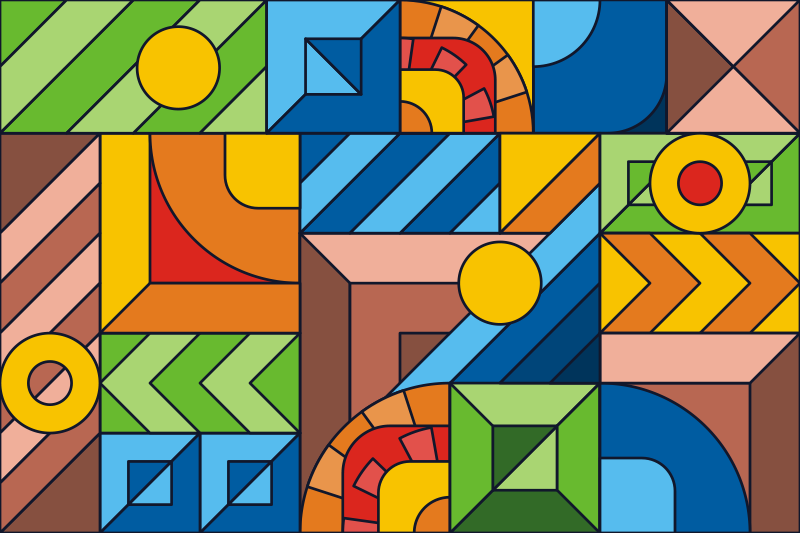 Tapis vinyle géométrique blocs de couleurs géométriques - TenStickers