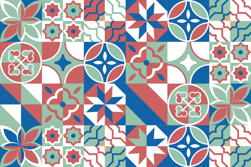 Tapis carreau de ciment vinyl conception de carreaux colorés - TenStickers