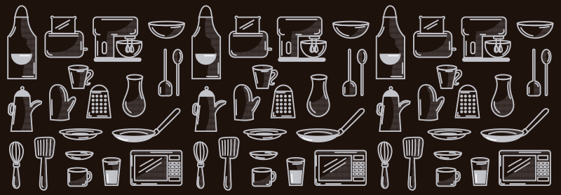 Tapis vinyle cuisine dessins d'ustensiles - TenStickers