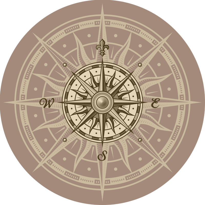 Tapis vinyle carte du monde design de navigation compas - TenStickers