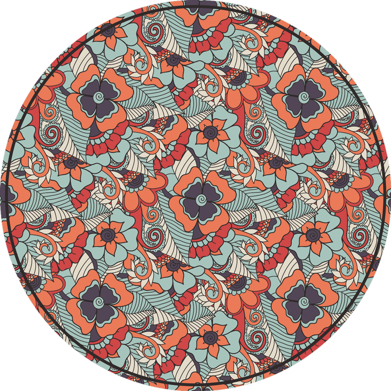 Tapis vinyle floral paisley rond pour salle à manger - TenStickers