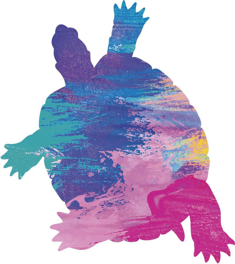 Tapis vinyle animal silhouette de tortue colorée - TenStickers