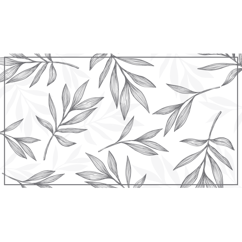 tapis vinyle cuisine feuilles grises fond blanc - TenStickers