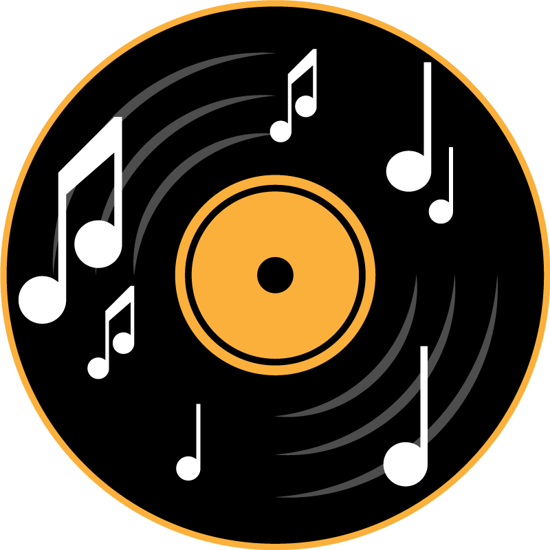 Tapis vinyle rond motif de disque musical - TenStickers
