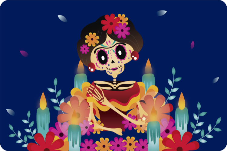 Tapis vinyle pour halloween squelette festif - TenStickers