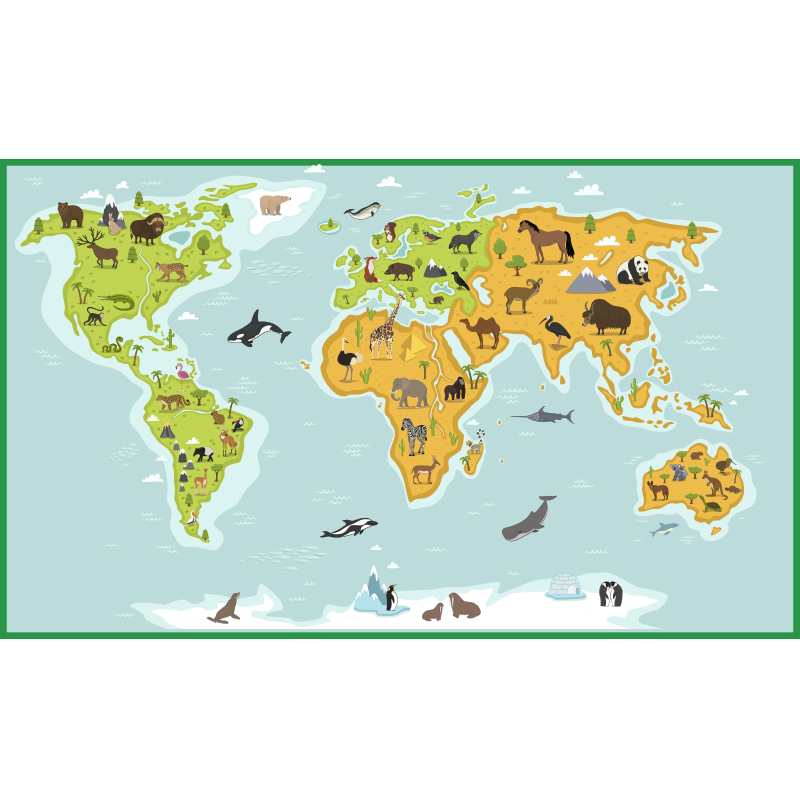 Tapis vinyle carte du monde exploration cartographique - TenStickers