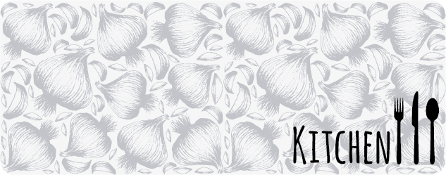 Tapis lino cuisine gousses d'ail et couverts - TenStickers