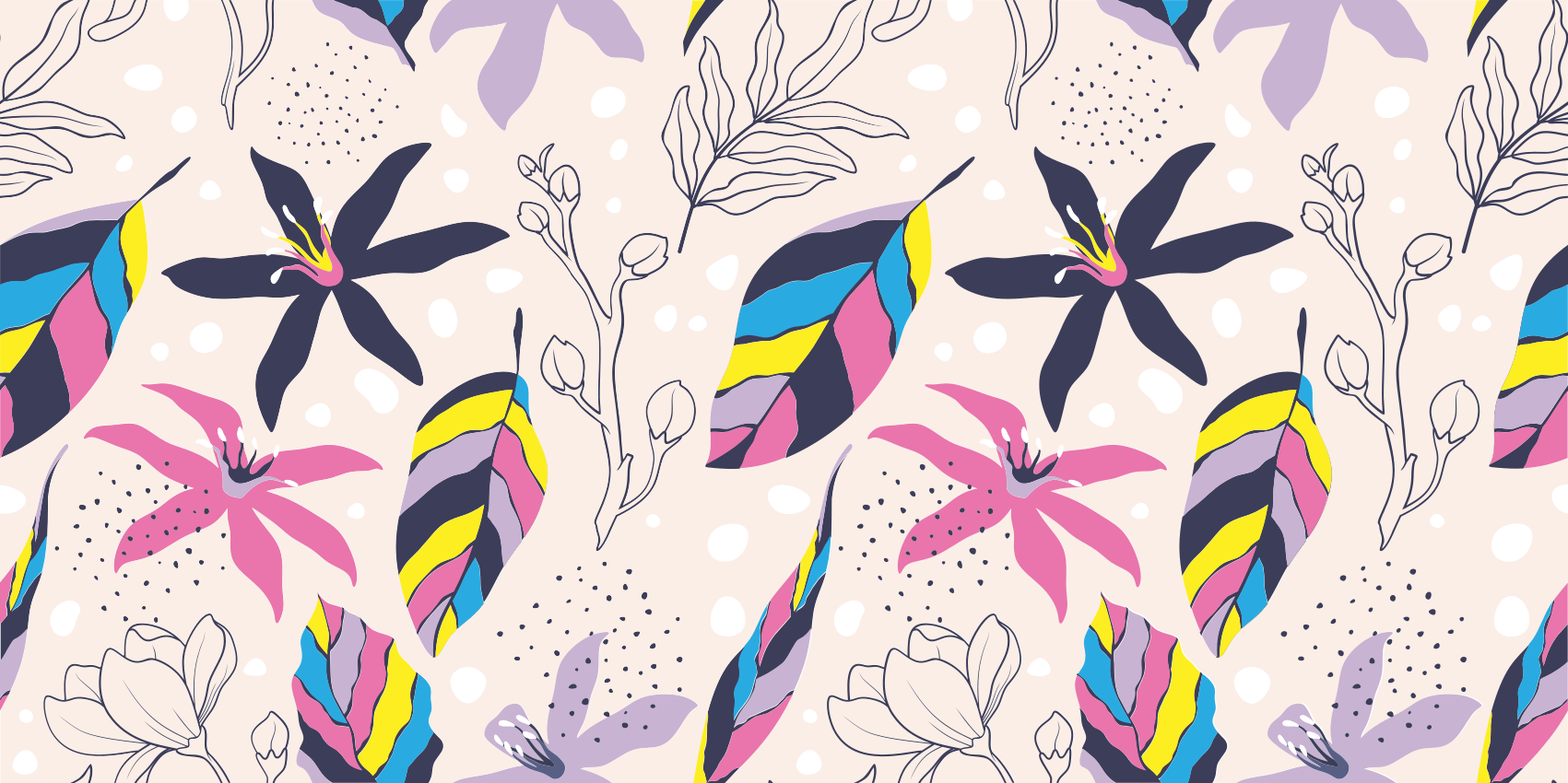 Tapis vinyle plantes fantaisie florale - TenStickers