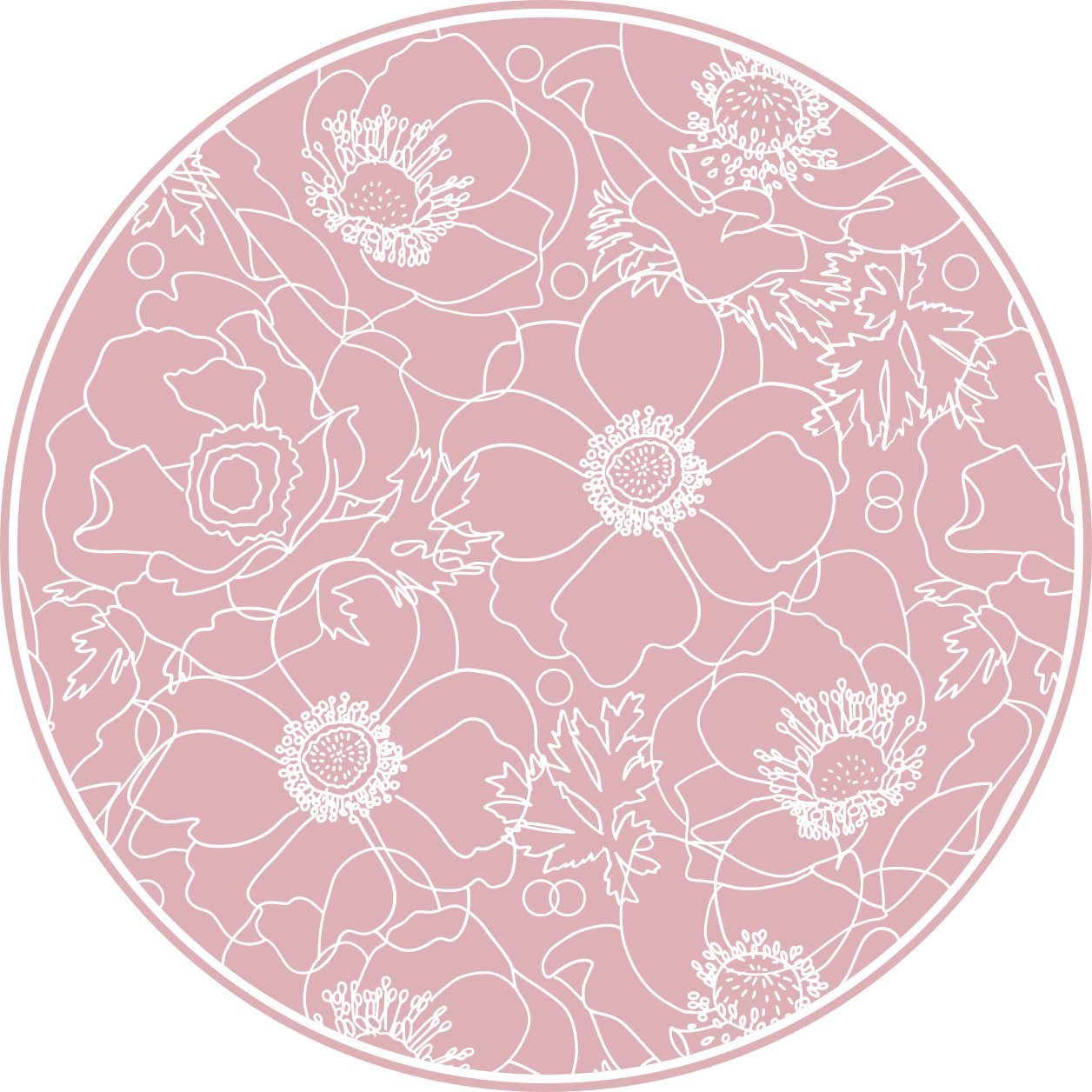 Tapis vinyle salle de bain rond motif fleurs roses élégantes - TenStickers
