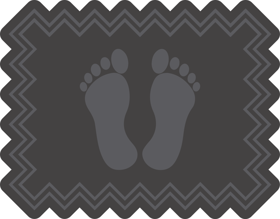 Tapis vinyle empreintes de pieds et zig zags - TenStickers